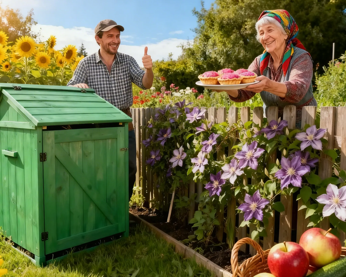 Даже компост может пахнуть дружбой, если делиться не только отходами, но и пирожками 🌿🥧