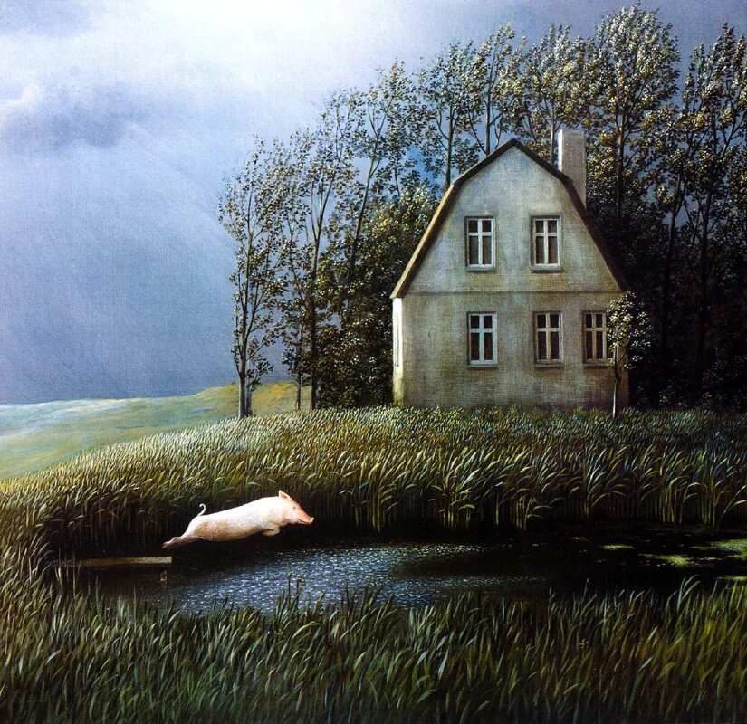 КАРИКАТУРА ОТ ХУДОЖНИКА- ИЛЛЮСТРАТОРА  МИХАЭЛЯ СОВА / Michael Sowa / А МНЕ ЛЕТАТЬ ОХОТА! 