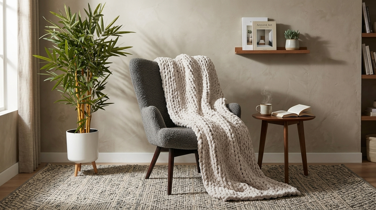 Плед крупной вязки