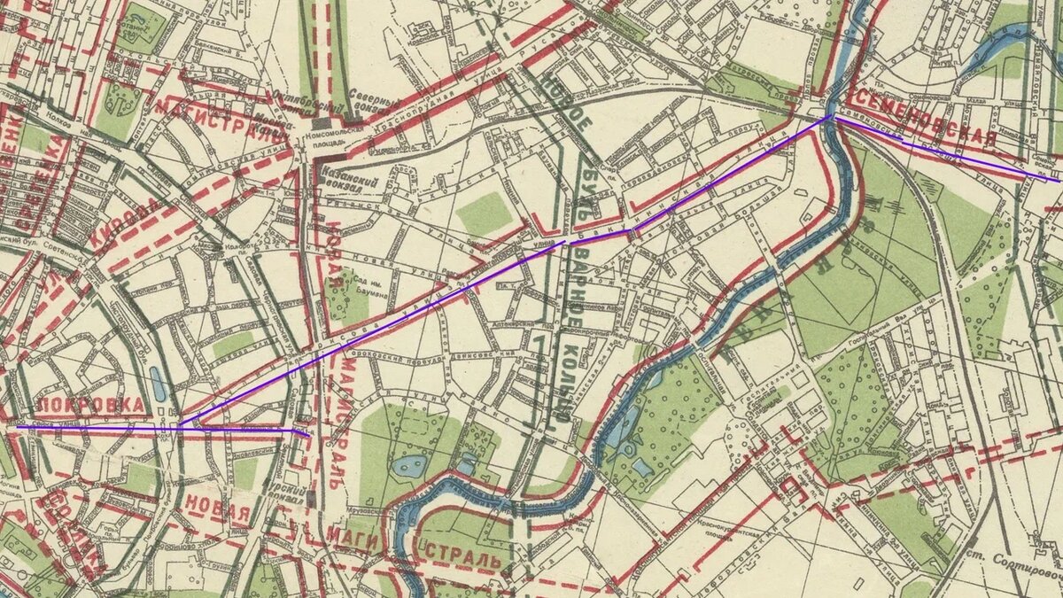 Синим обозначена трассировака магистрали