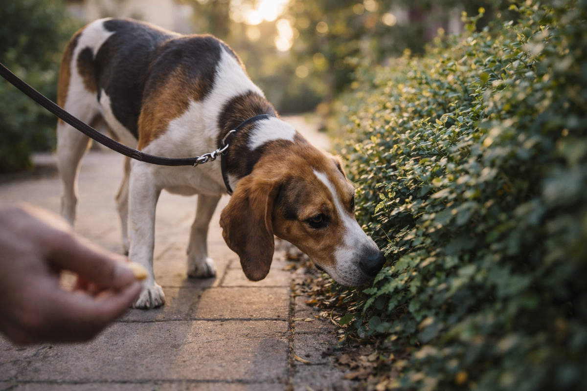 На прогулке нос может вести собаку увереннее, чем голос человека