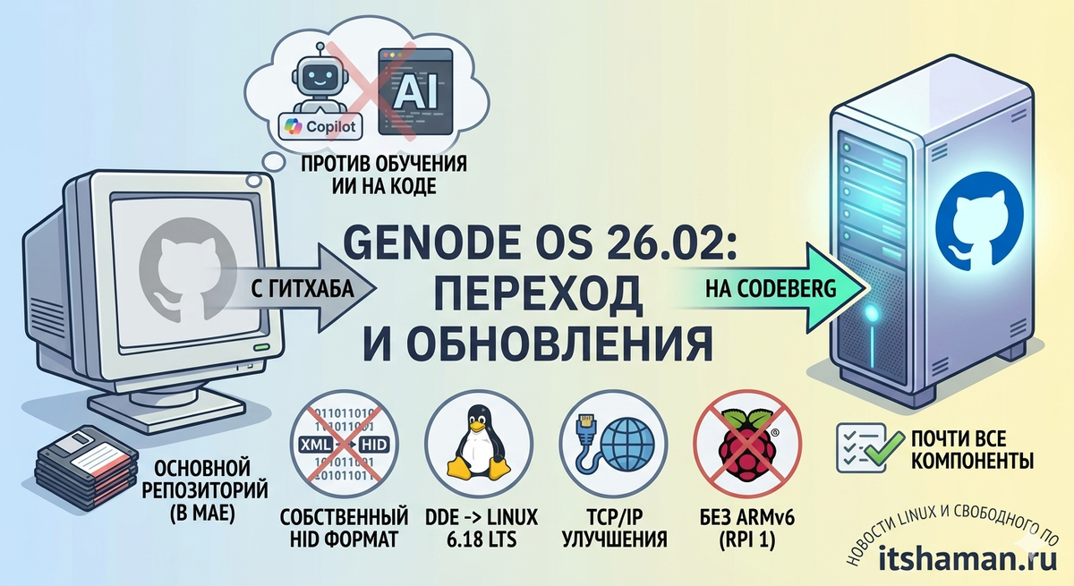 Genode OS 26.02: Новый формат данных и миграция на Codeberg
