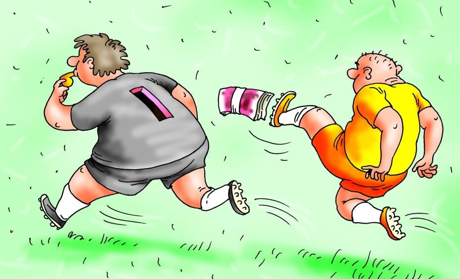    Проблема с подкупом судей в футболе существовала всегда. Рисунок: Катерина МАРТИНОВИЧ/«КП» - Москва