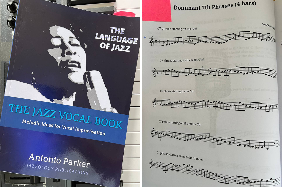 Фрагмент книги Антонио Паркера - The Jazz Vocal Book с опеванием септаккорда