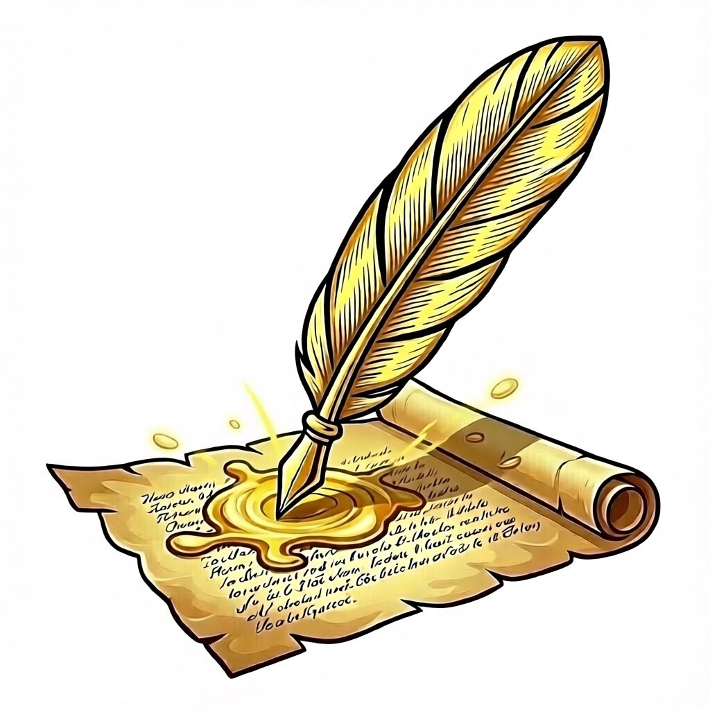 Золотая рукопись с гусинным пером