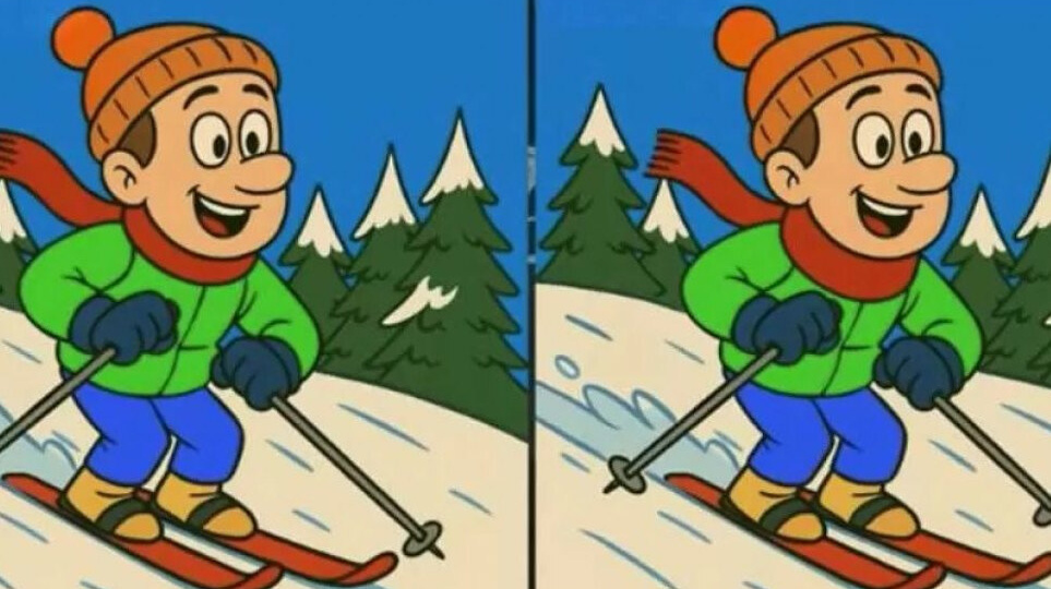 Между веселыми лыжниками есть 3 отличия: сможете найти их за 20 секунд?