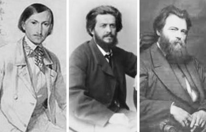    Наставник Сократ Воробьев в окружении своих даровитых учеников: Джогин (в центре) и Шишкин (справа).