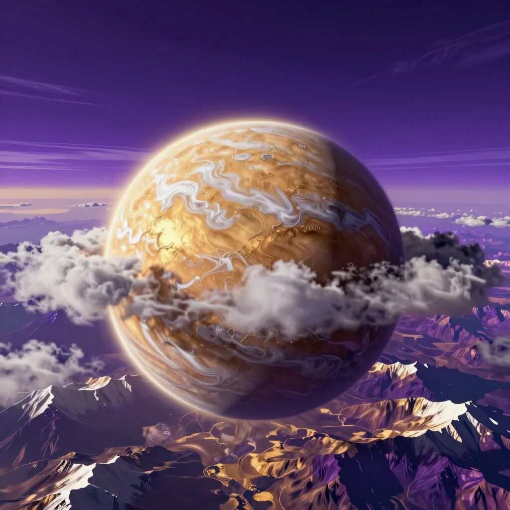 Планета. Иллюстрация сгенерирована нейросетью