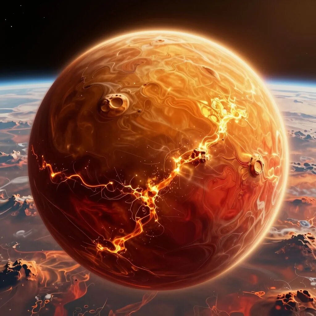 Планета. Иллюстрация сгенерирована нейросетью