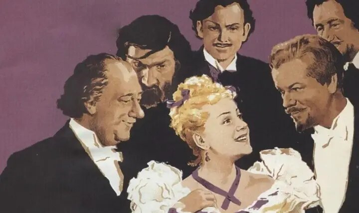 Фрагмент плакта к советскому фильму "Попрыгунья" 1955 года