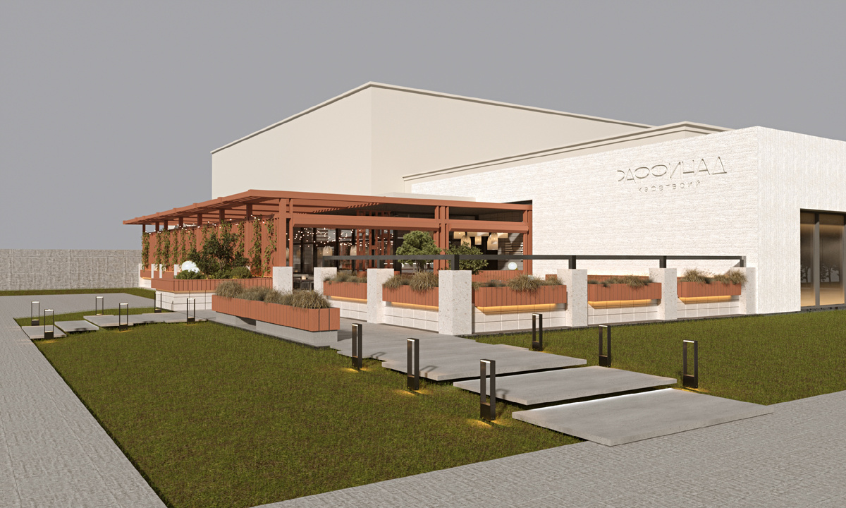 Проект визуализации входной группы для кофейни в Луганске от студии Максима Храпач