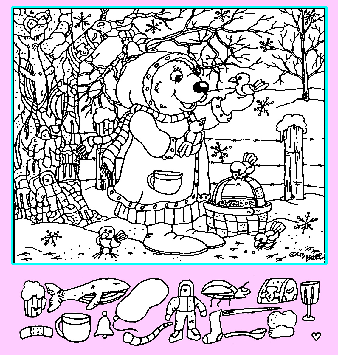 Тест на внимательность: найди колокольчик, шарик, сердце и другие предметы. Картинка подготовлена автором 