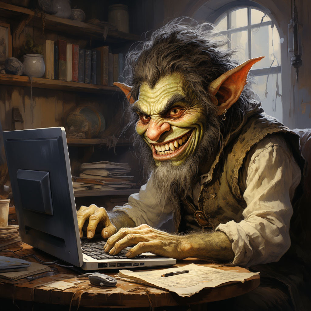 Так Алиса представляет тролля за компьютером