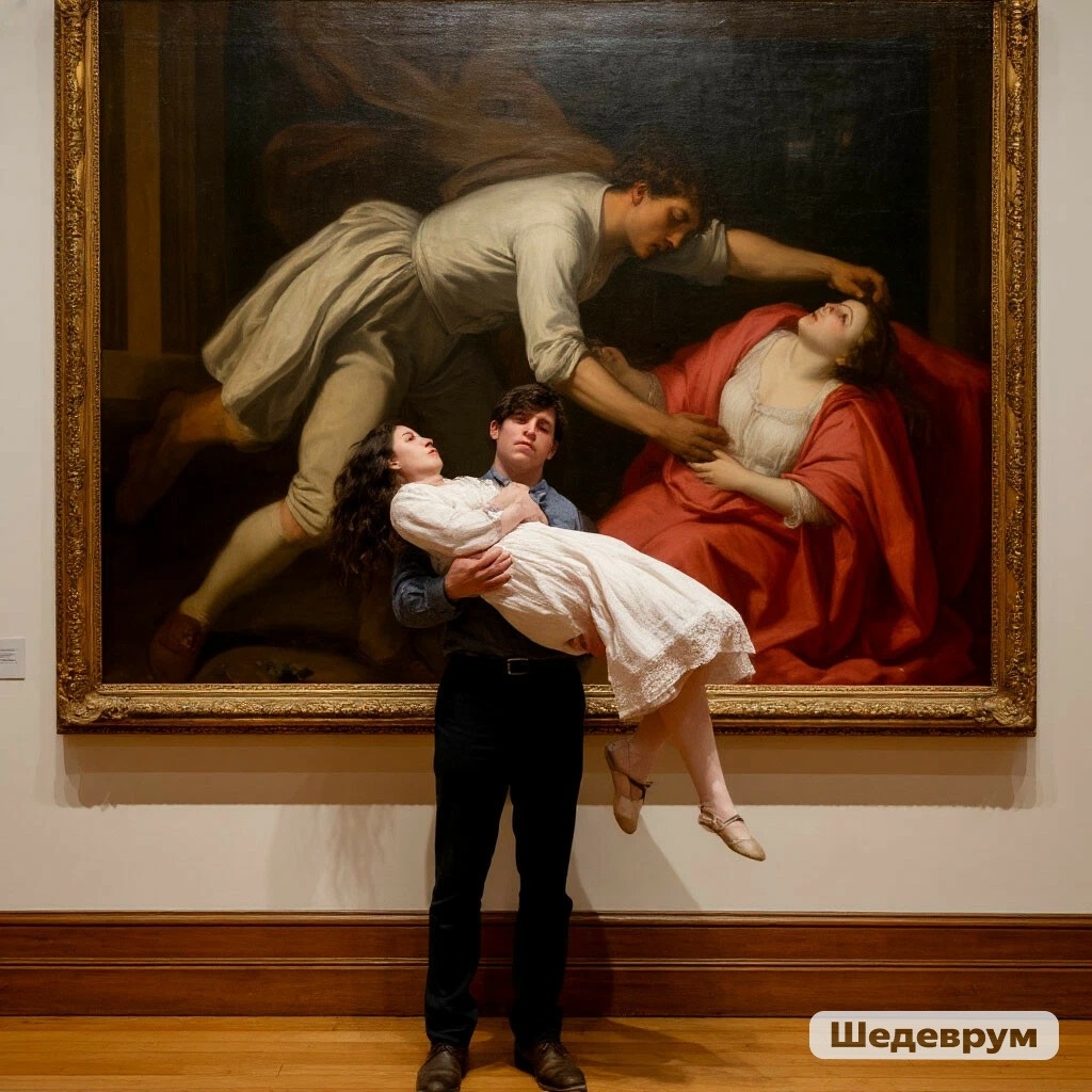 У нее синдром Стендаля или она притворяется, чтобы уйти из скучного музея? (иллюстрация сгенерирована нейросетью)