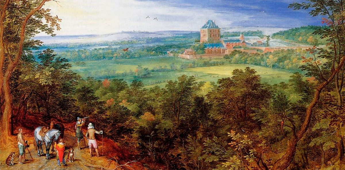 Пейзаж с замком Маримон (Франция). 1609–1611гг. Худ. Ян Брейгель Старший. Public Domain