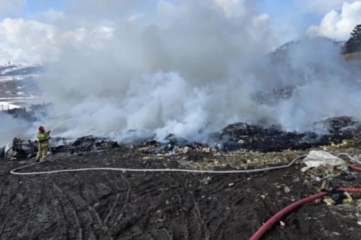    Крупный пожар произошёл на мусорном полигоне в Крабозаводском на Сахалине