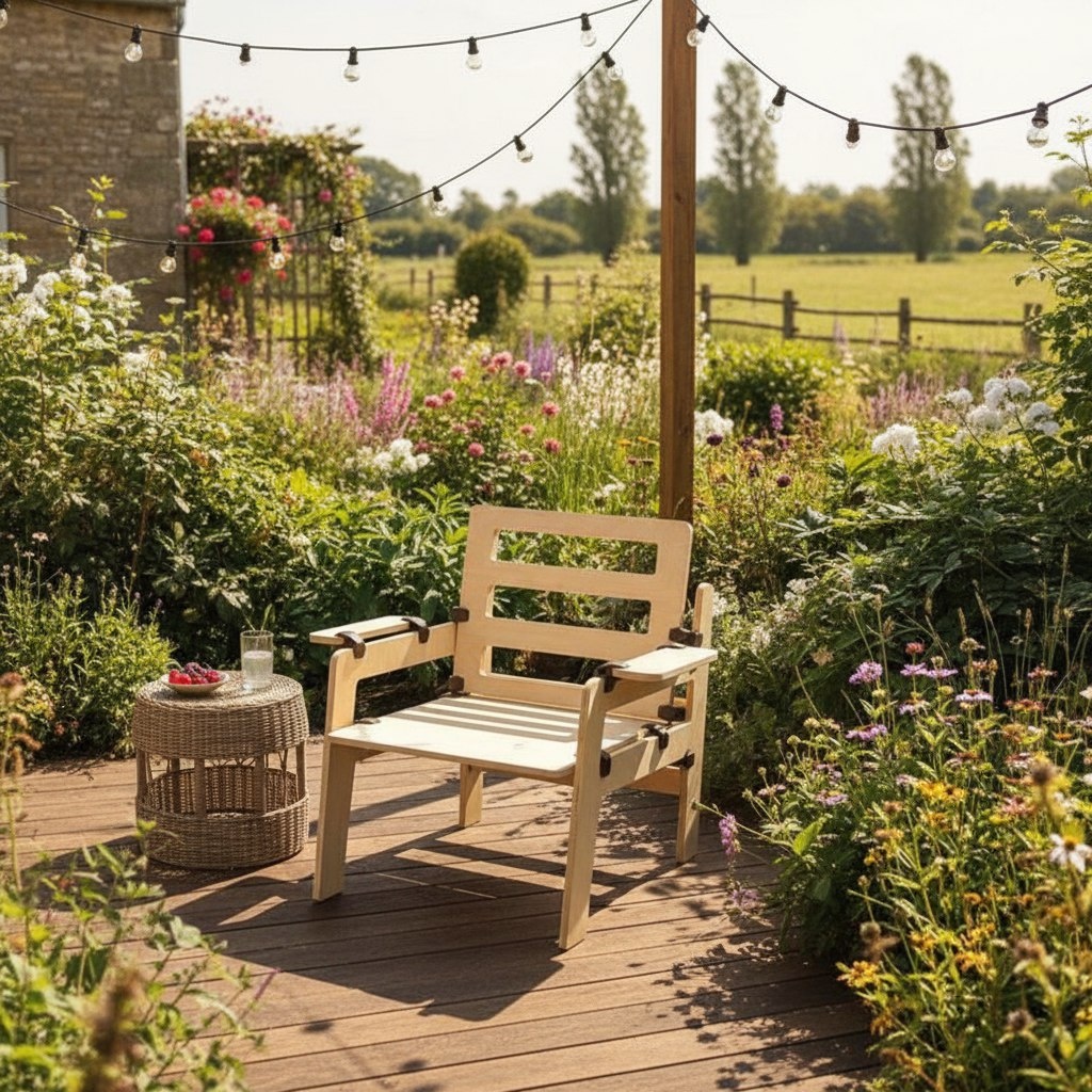 Кресло с крабами-соединителями 7Крабс / 7Crabs на летней терассе