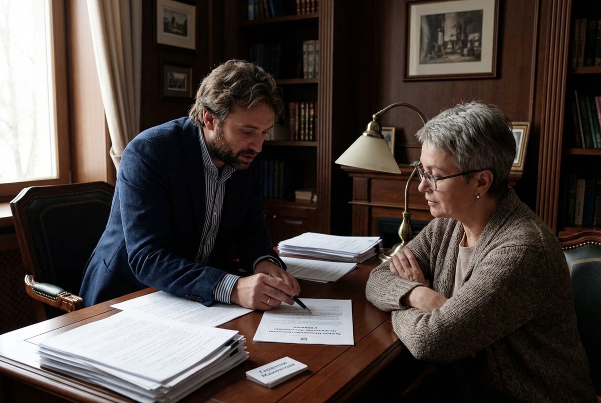 замена обеспечения на гарантию — деловая встреча заказчика и подрядчика, документы и печати на столе