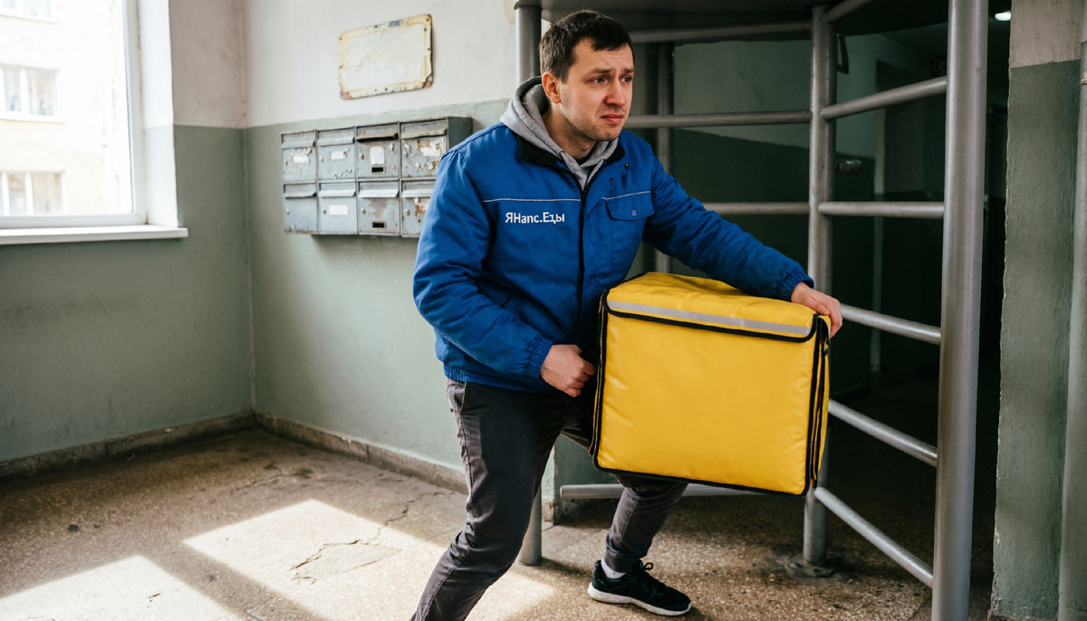 Курьер Яндекса Паша («Скорость») в ливень везет необычный заказ — саке для клиента Виктора. Добравшись до места, Паша не может попасть в закрытый ЖК через турникет, а клиент в пижаме с оленями не может выйти. Влетев внутрь за важным жильцом, Паша доставляет заказ и обнаруживает, что забыл сэндвич. Однако клиент не злится: саке решает его проблему — он начальник смены на заводе и хочет скоротать там ночь, чтобы жена не увидела алкоголь. Паша соглашается подбросить его до работы по пути на следующий заказ. В итоге Виктор ставит курьеру 5 звезд и благодарит за спасение вечера (и, возможно, брака).