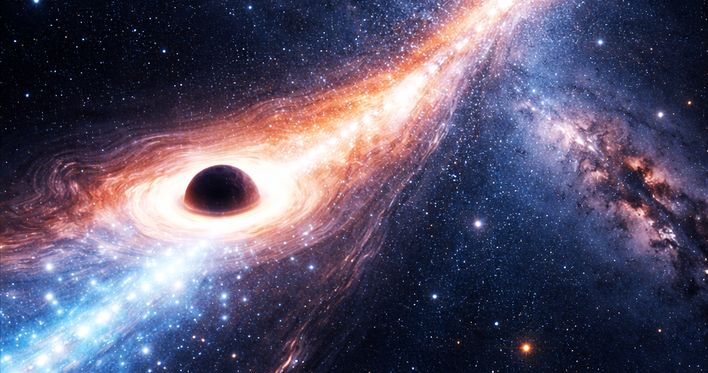 Чёрная дыра, которая летит через космос со скоростью миллионов километров в час