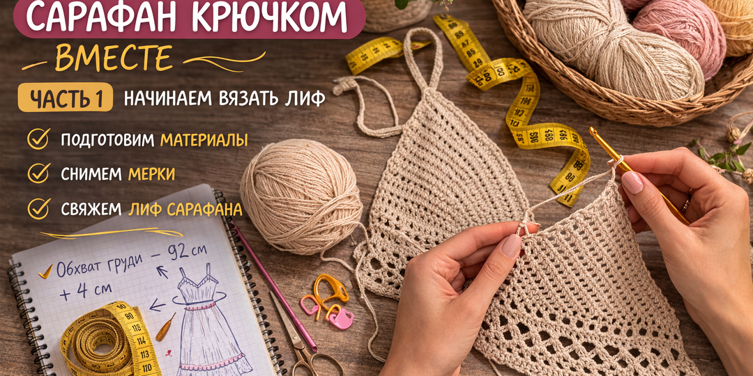 Вяжем летний сарафан крючком вместе 🌸Часть 1