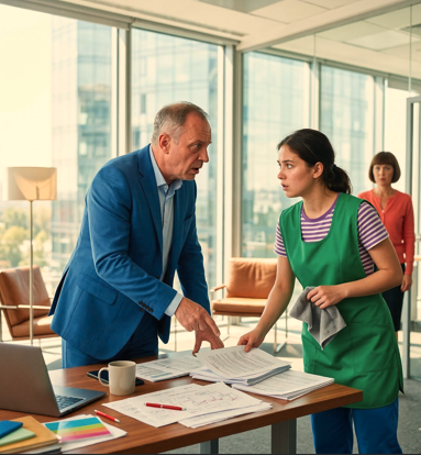 «Кто пустил уборщицу к моим отчетам?!» — гаркнул директор. Но через минуту он изменился в лице и едва не упал ей в ноги