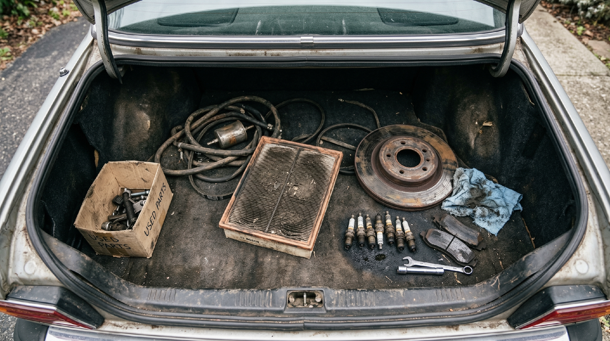 Старые запчасти в багажнике — лучшая гарантия того, что работа действительно выполнена.