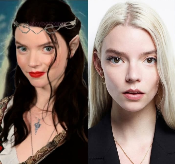 Слева - фотошоп с заменой лица из кадра с Арвен