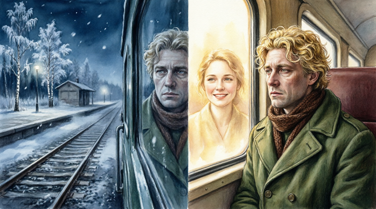 Василий, возвращается в поезде из советской армии