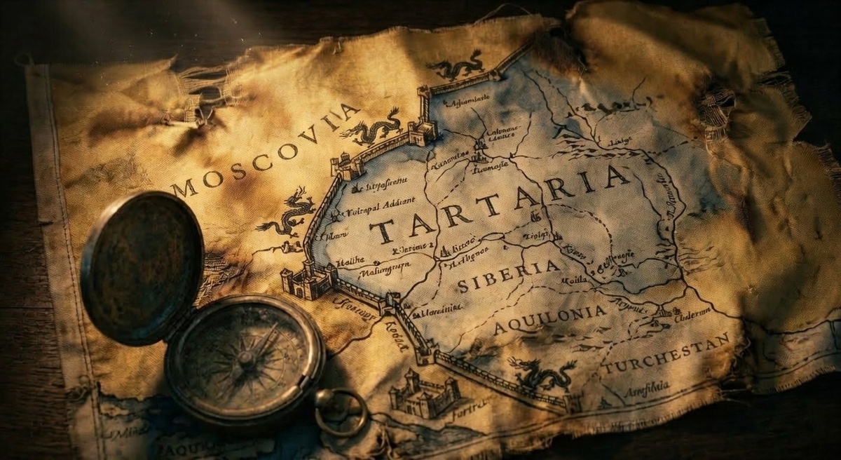 Карта из первого издания Britannica, 1771 год: на месте нынешней Западной Сибири — детально прорисованные города Тартарии, которых нет ни на одной современной карте. Визуализация документа
