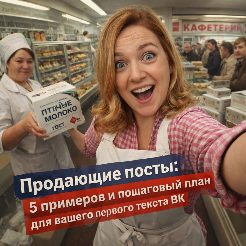    Разбор 5 примеров и пошаговый план для вашего первого продающего поста в ВК. admin