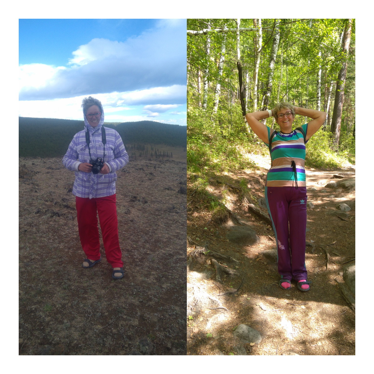 Здесь я на протезе за 3 копейки,  но без палки