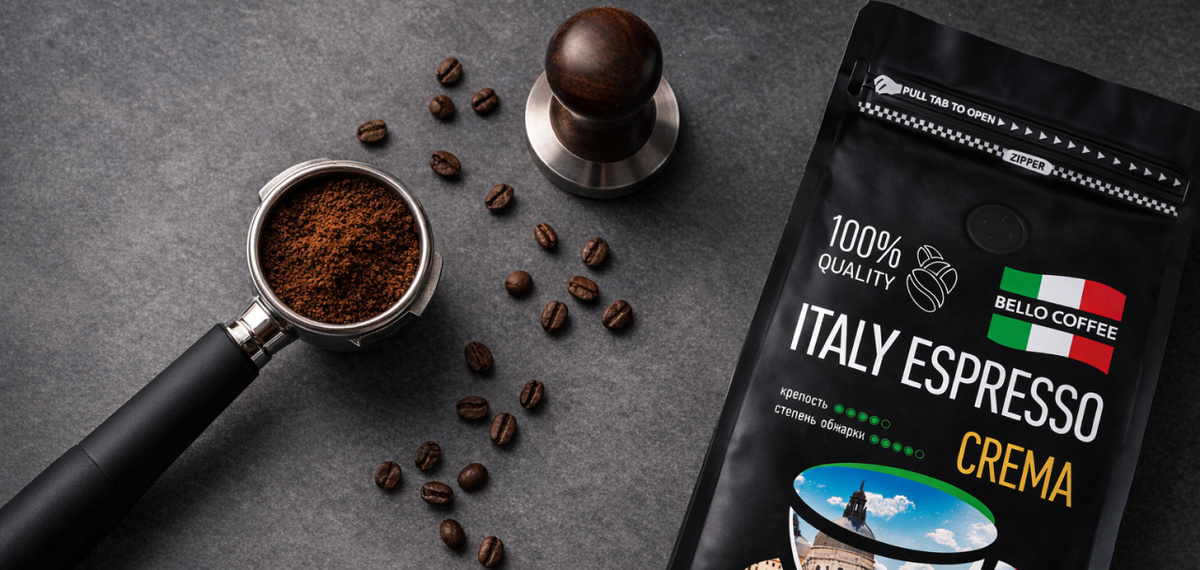 С зернами Bello Coffee, обжаренными по лучшим итальянским традициям, вы уже близки к золотой синергии вкуса и аромата. 