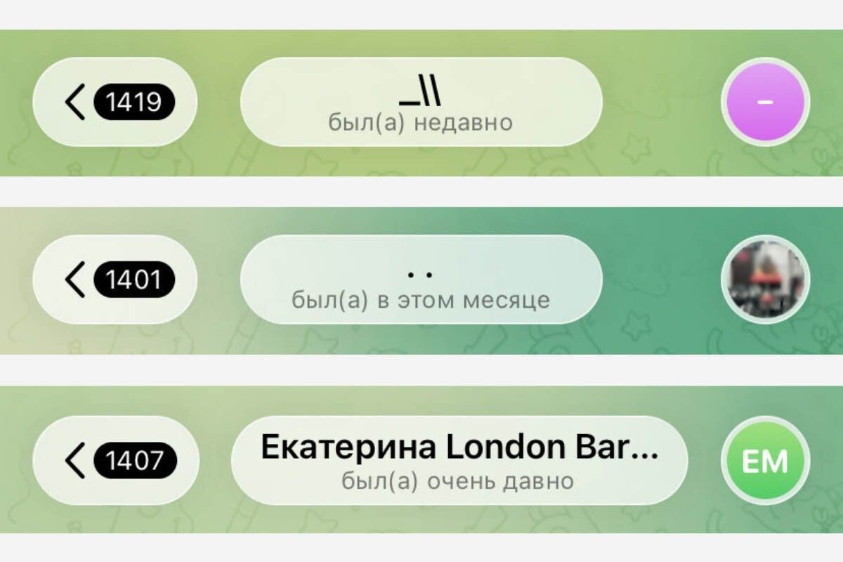 Размытые статусы — признак того, что человек скрыл точное время последнего захода. Источник: t.me📷
