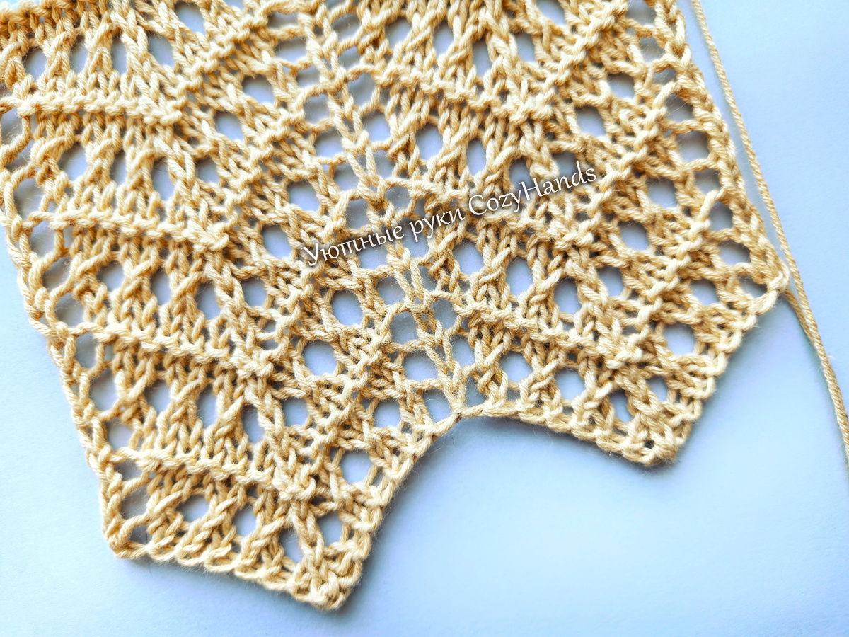 Ажурный узор с зубчатым краем для вязания сарафана, юбки, джемпера, топа, палантина