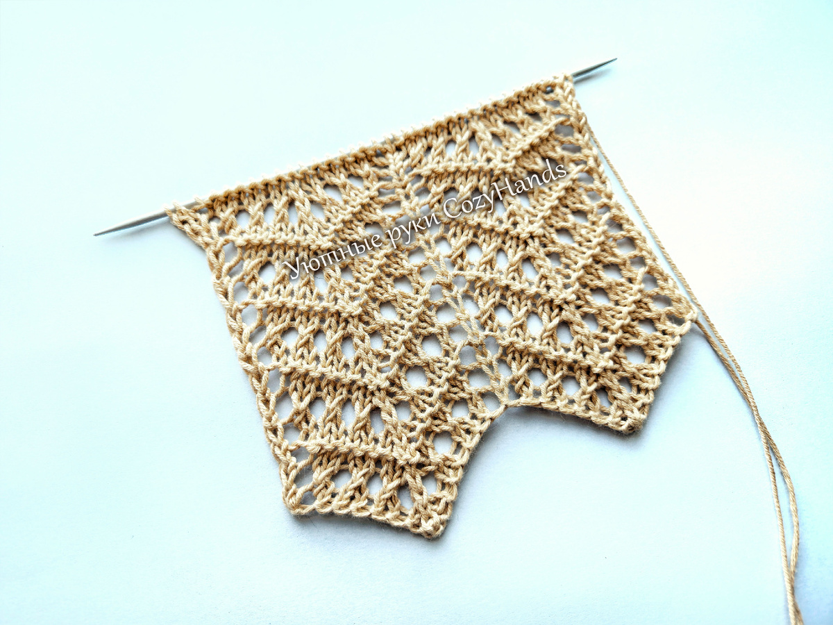 Несложный ажурный узор спицами