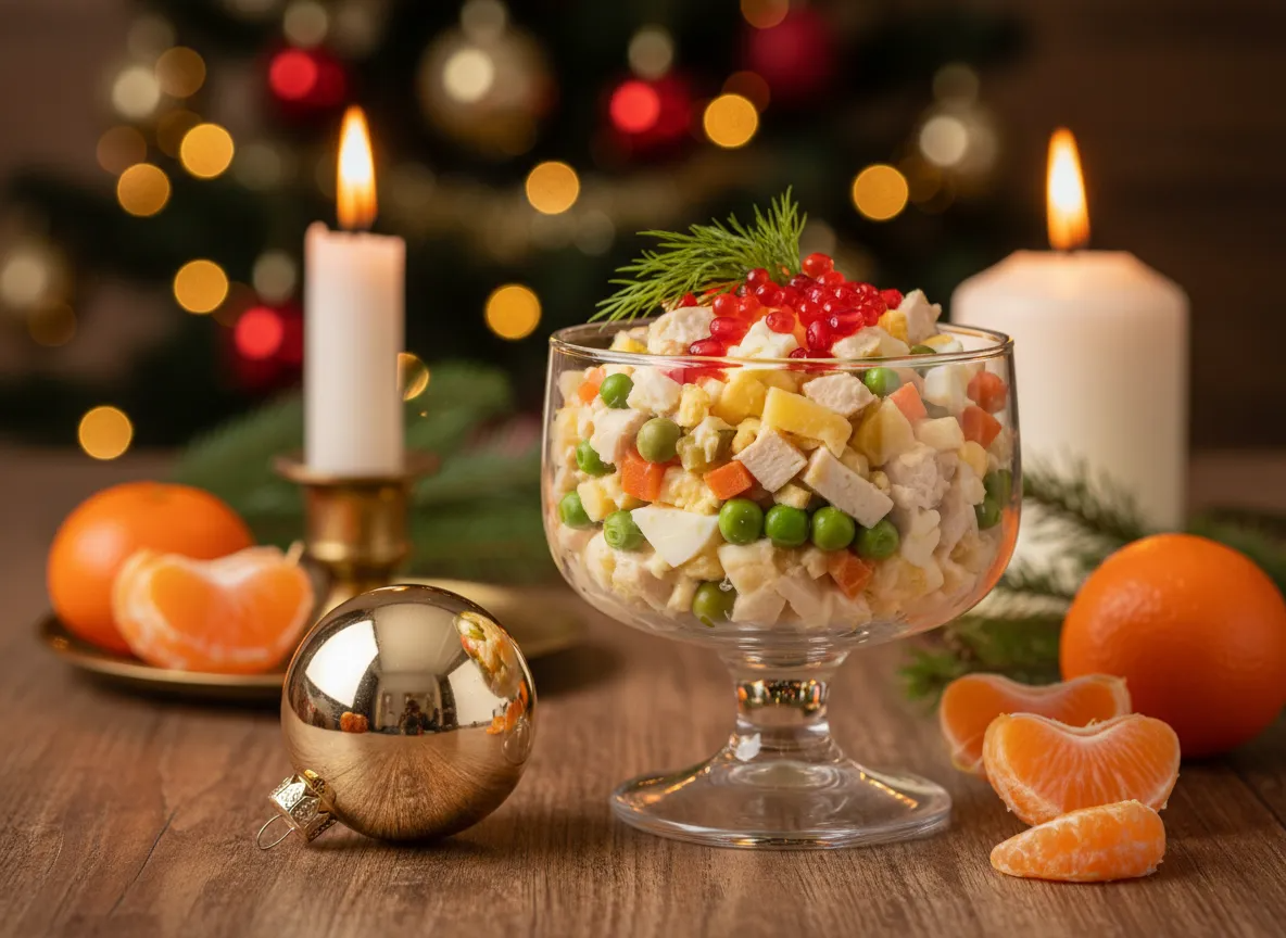 Тот самый оливье, но вы его не узнаете. Легче, свежее, красивее. А вкус — как в детстве. Секрет — в йогурте вместо майонеза и в порционной подаче. Хотите рецепт? Он внутри 👇