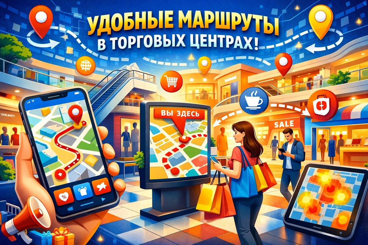 Геосервисы для настройки удобных маршрутов для клиентов в торговых центрах и крупных локациях 