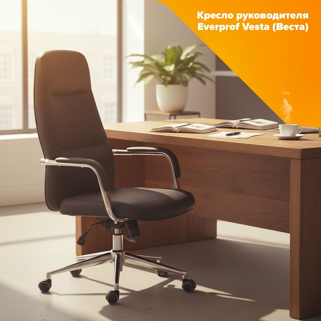 Кресло руководителя Everprof Vesta (Веста) Экокожа Черный