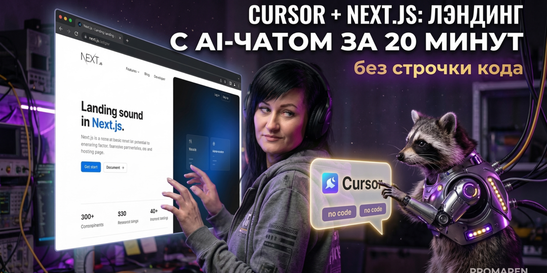 Cursor и Next.js: лэндинг с AI-чатом за 20 минут без кода