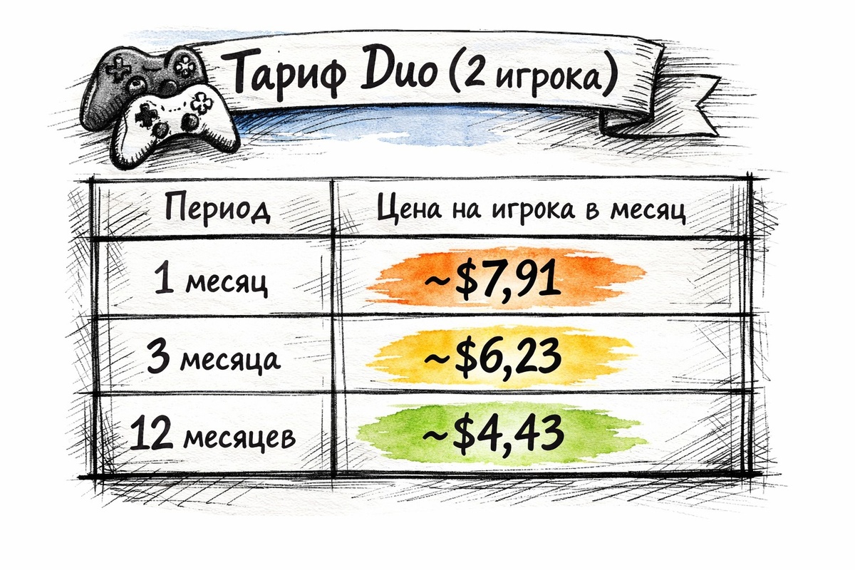 Тариф Duo (2 игрока)