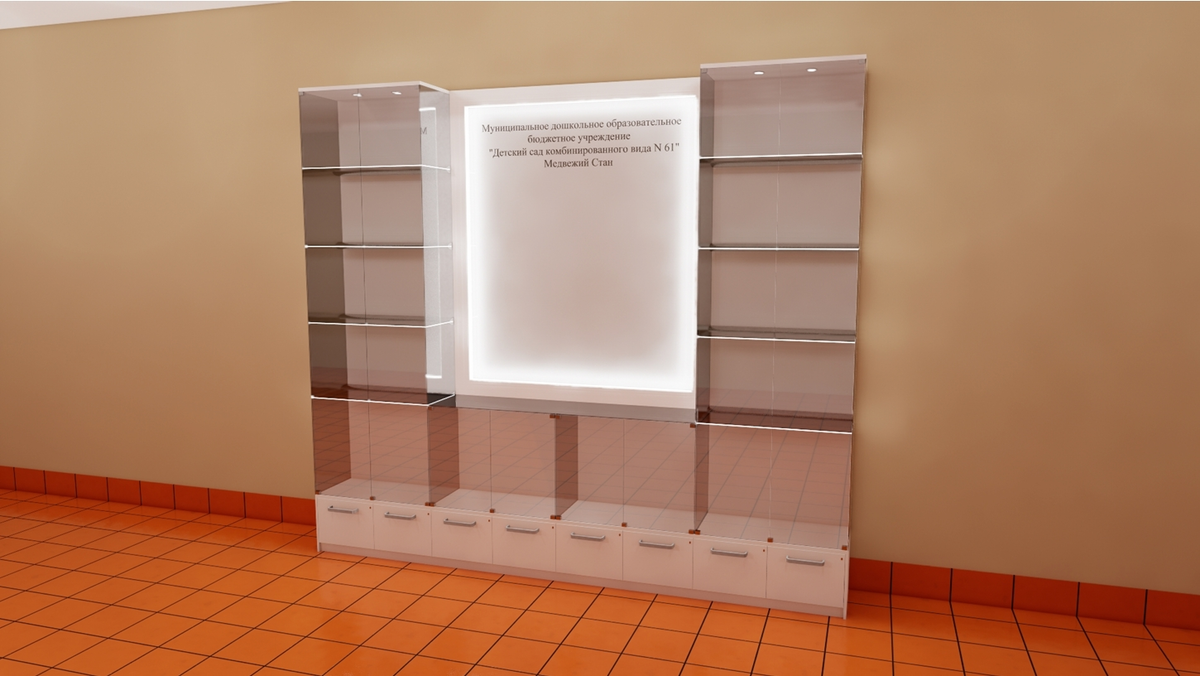 3D-проект витрины, вид сбоку