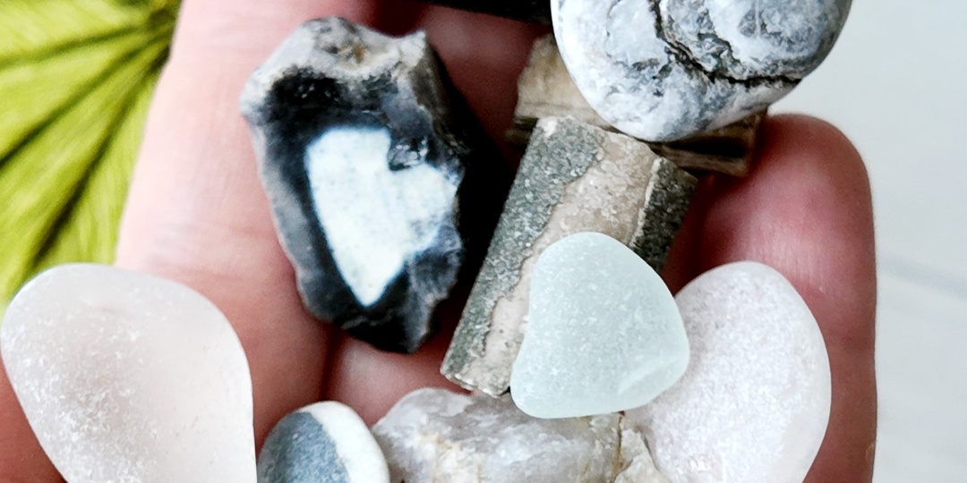 Маленькая каменная сокровищница: чёрный кремень-белое сердце, кусаные белемниты Москвы и ледниковый кварц