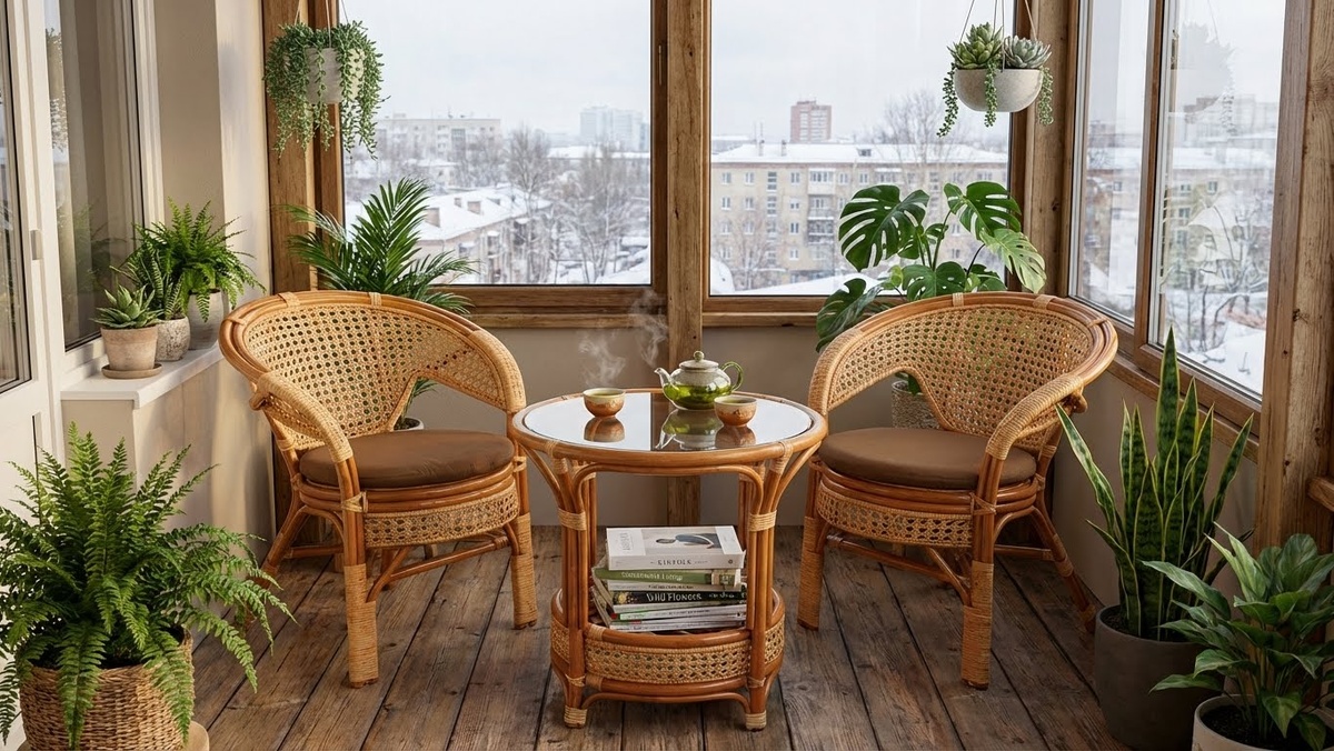 Кофейный комплект из натурального ротанга Пеланги-Дуэ