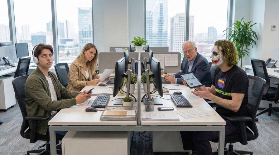 маркетолог пытается что-то продать милениалу, бумеру и зумеру одновременно