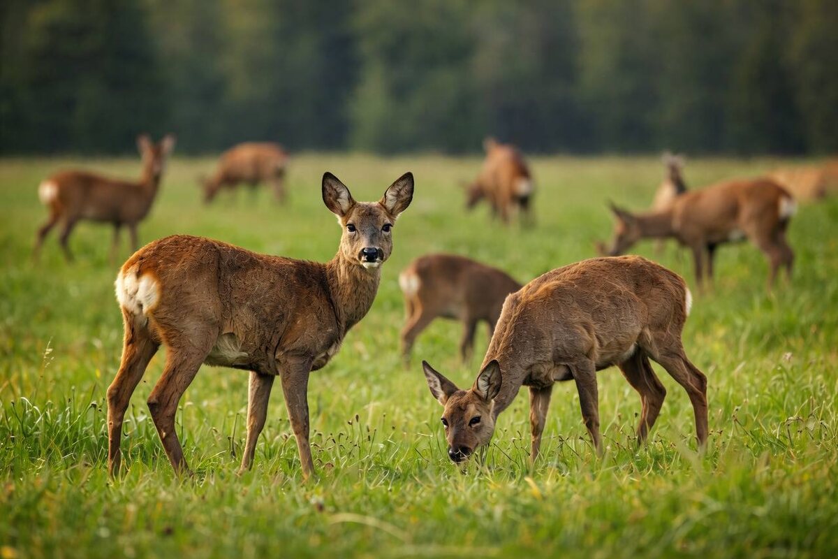 Косули не стадное животное. Чаще всего они обитают парами, но для выживания зимой с октября объединяются в группы. Фото: GPT Chat