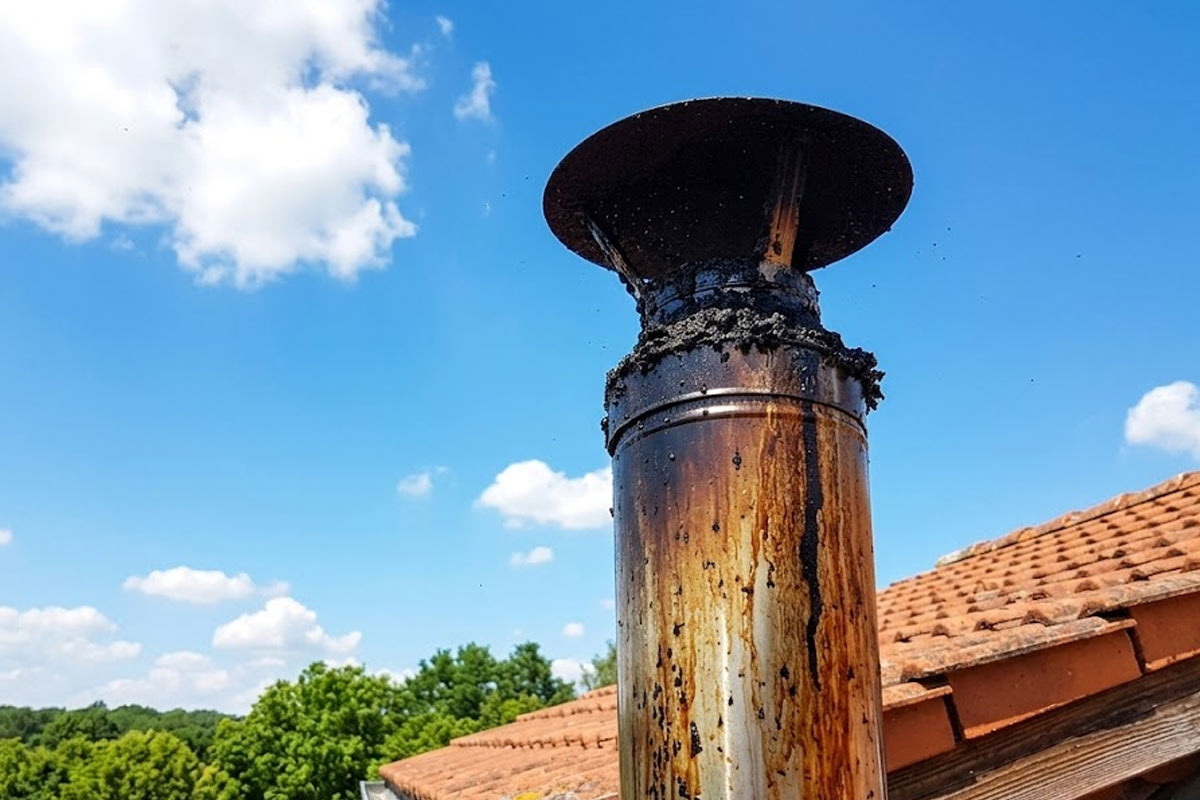 Черные разводы на трубе дымохода