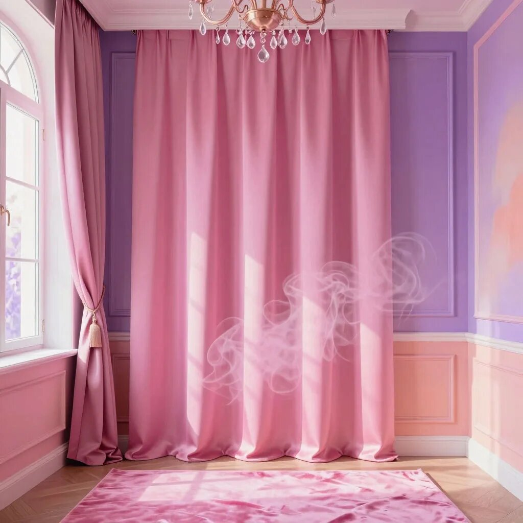 Интерьер в розовых тонах. Иллюстрация сгенерирована нейросетью