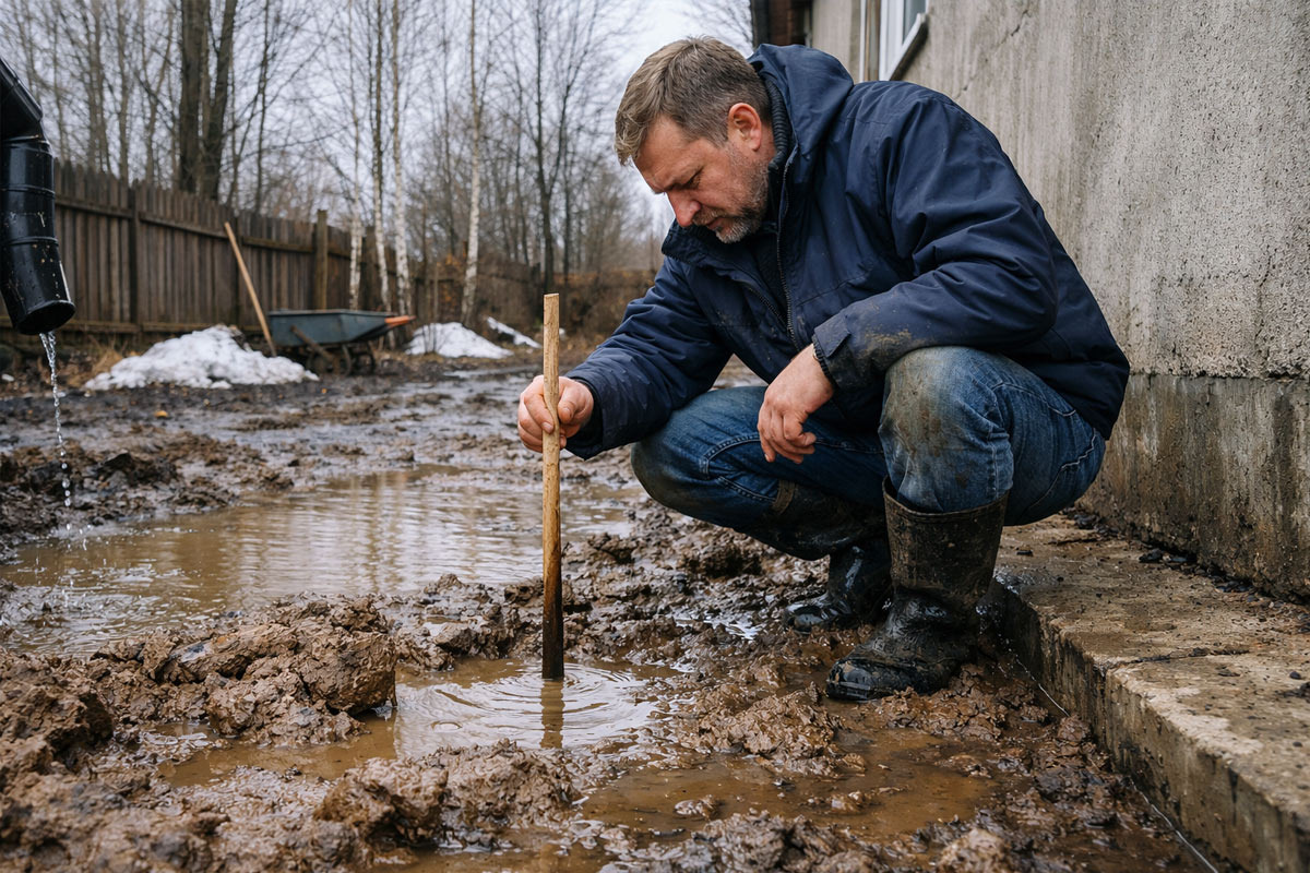Проблемы с отмосткой весной
