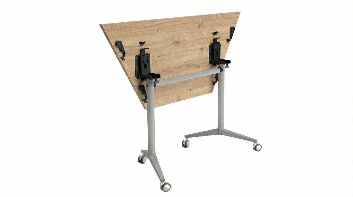 Промпт на столешницу: Change ONLY the tabletop material to Egger H1277 Lakeland Light Acacia.  Do NOT change the table design. Keep the exact same table model. Keep the same legs, frame, proportions and hardware.  Only replace the tabletop color and wood texture.  Preserve original geometry.  Photorealistic product photo. Furniture catalog photography.